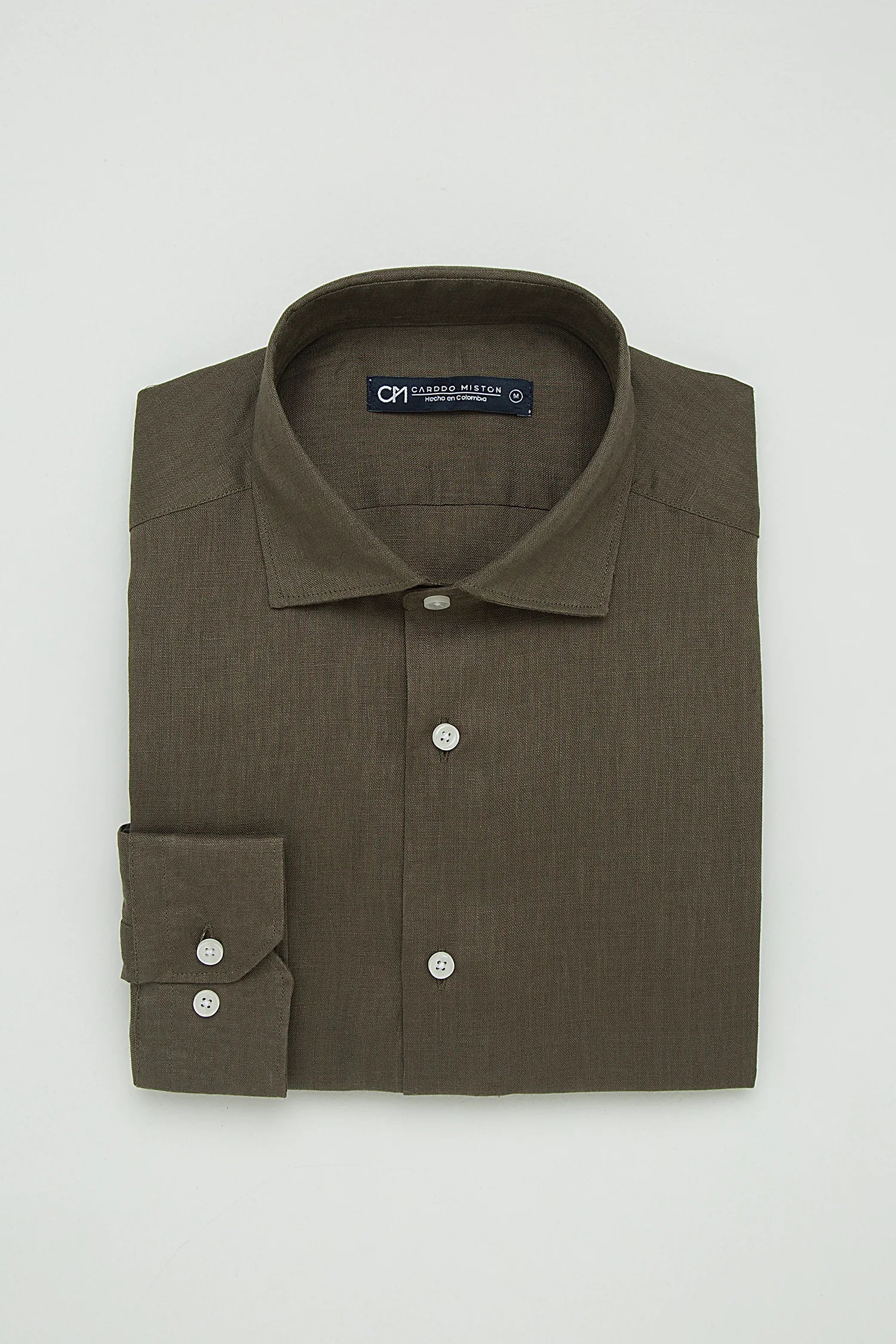Camisa Button Under Lino Verde Oliva